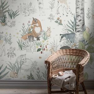 NWOT Borastapeter Magic Forest Mural Ivory Wallpaper (4 panels)